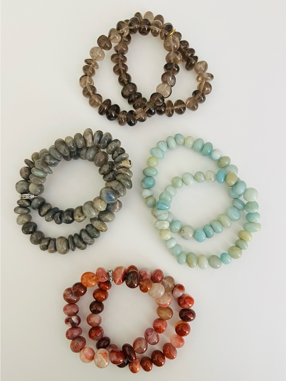 NEW Lot of 4 Semi Precious Stretch Bracelets!